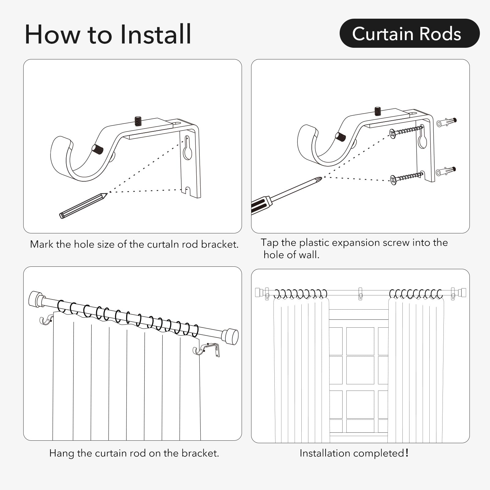 DMDG heavy-duty curtain rod supporting heavy drapes with strength