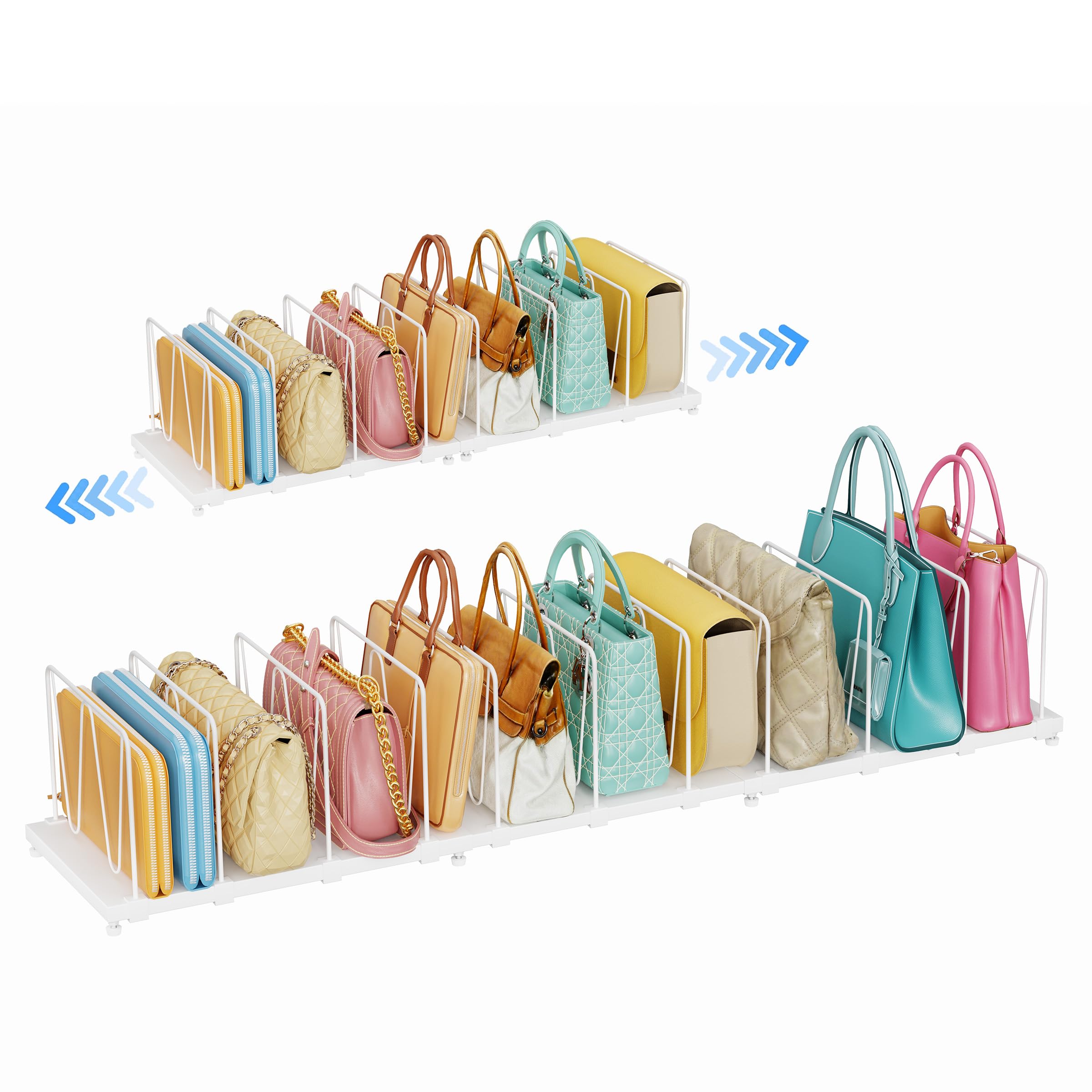 Dmevkic 11-pack dividers front view organizes bags at a glance.