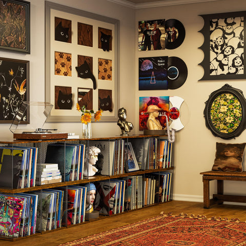 Dmevkic 3 Cube in a room stores books and small decor items.