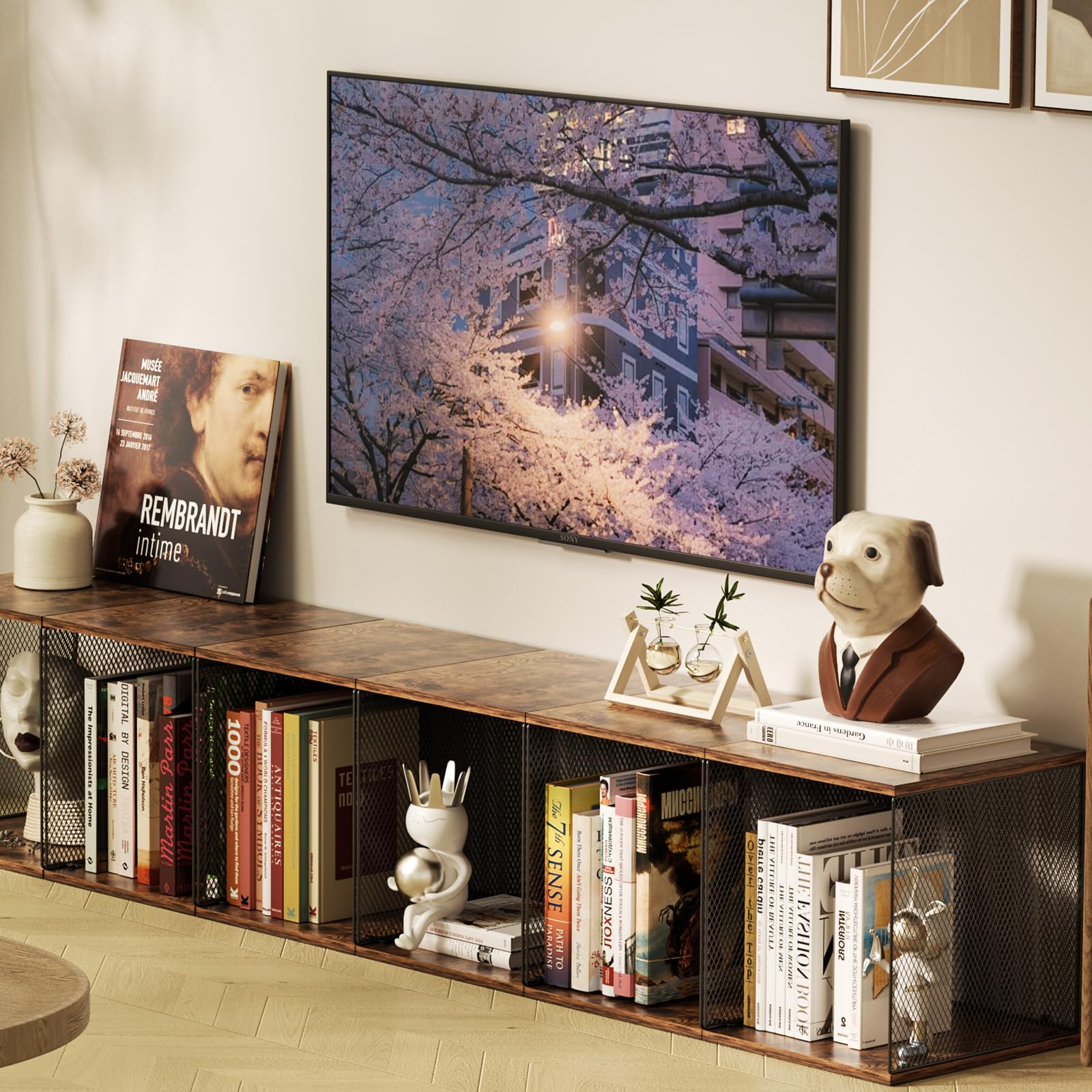 Dmevkic 3 Cube used as living room TV stand for magazines and remotes.