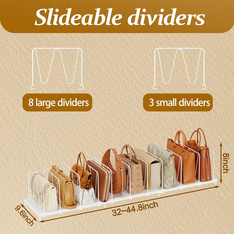 Dmevkic closet display improves visibility and access to bags.