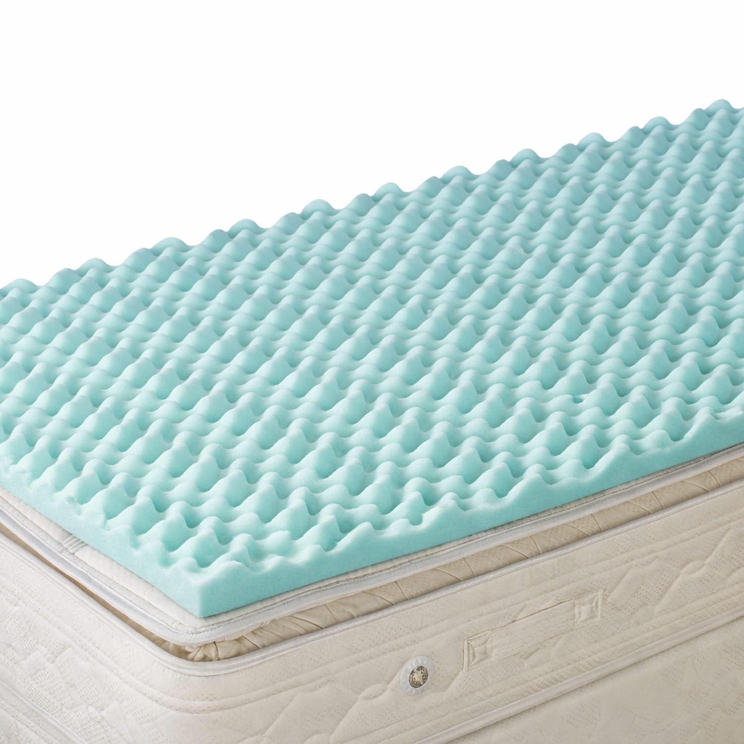 DMI Twin XL egg crate topper closeup showing sculpted foam for airflow