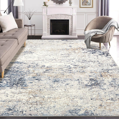 Non-slip backing on DMOYEST area rug helps keep it in place.