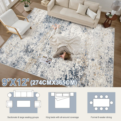 DMOYEST abstract rug ideal for bedroom setups with calm tones.