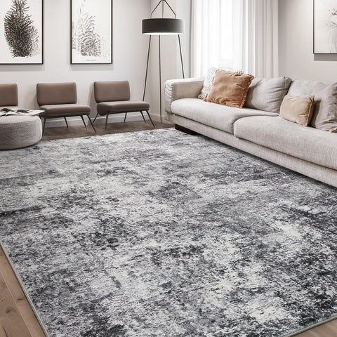 DMOYEST area rug with abstract grey pattern for living rooms, cozy underfoot
