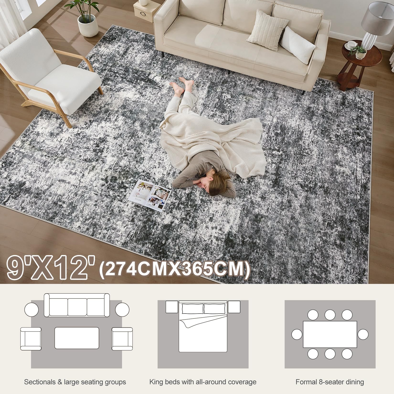 DMOYEST machine washable rug simplifies cleaning and care