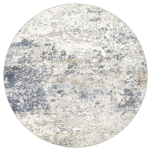 DMOYEST round rug with neutral beige-blue tones complements living spaces.