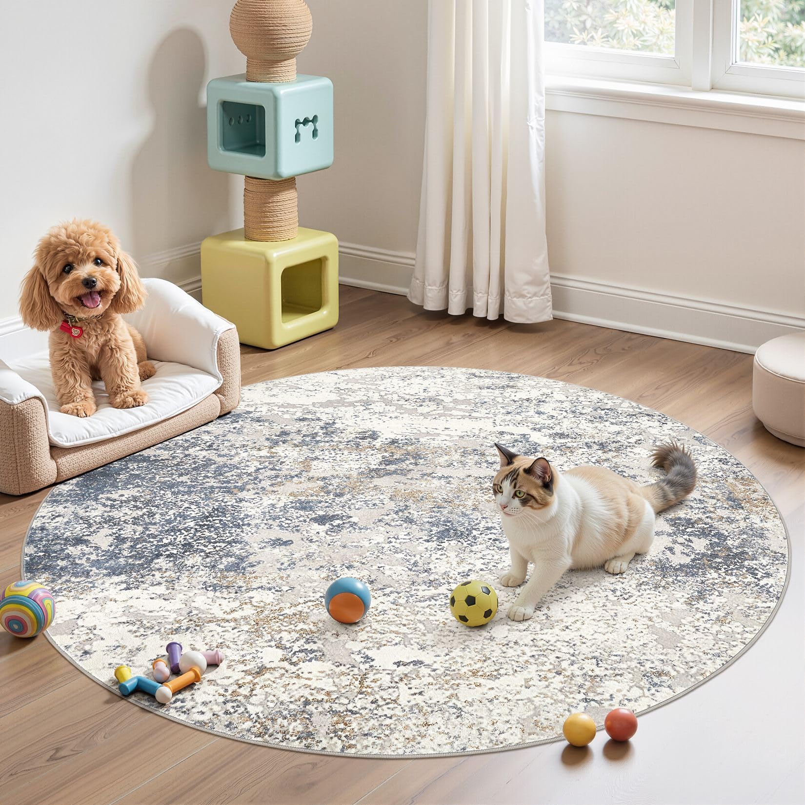 DMOYEST rug with non-slip backing stays put on floors.