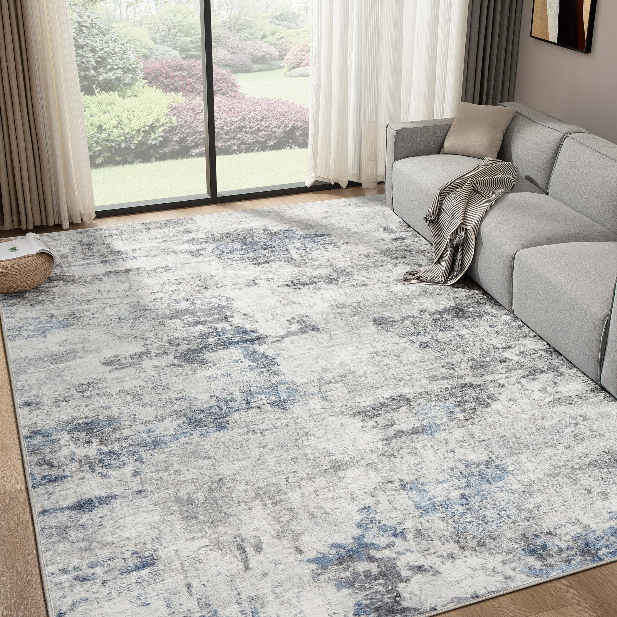DMOYEST soft low-pile rug closeup showing plush texture underfoot.