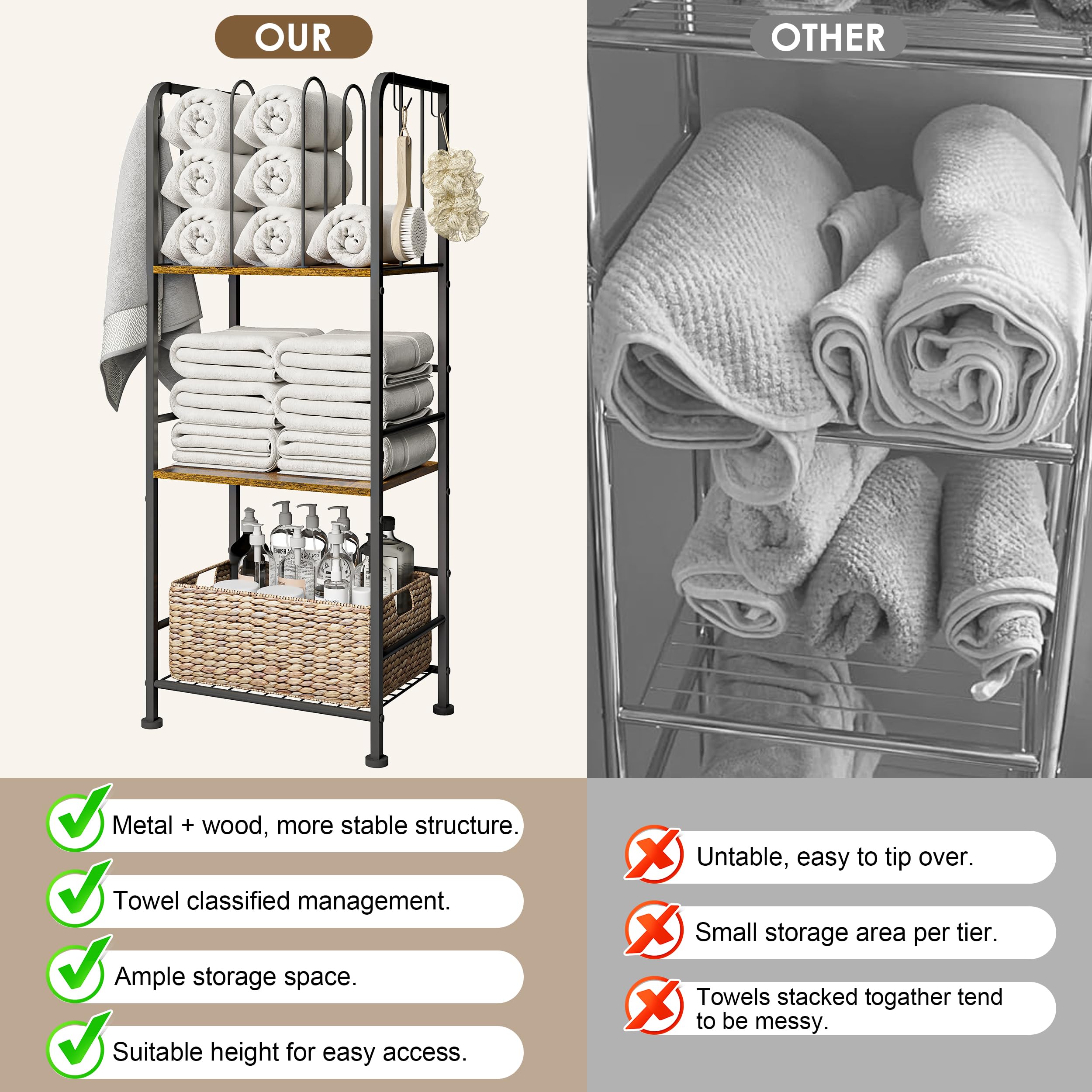Dmticoasis compact freestanding rack saves space in small bathrooms