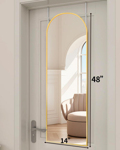DMWOODFL arched full-length mirror in gold wall-mounted for decor