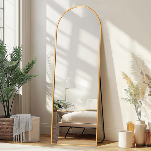 DMWOODFL gold mirror enhances daily routines with crystal-clear reflections