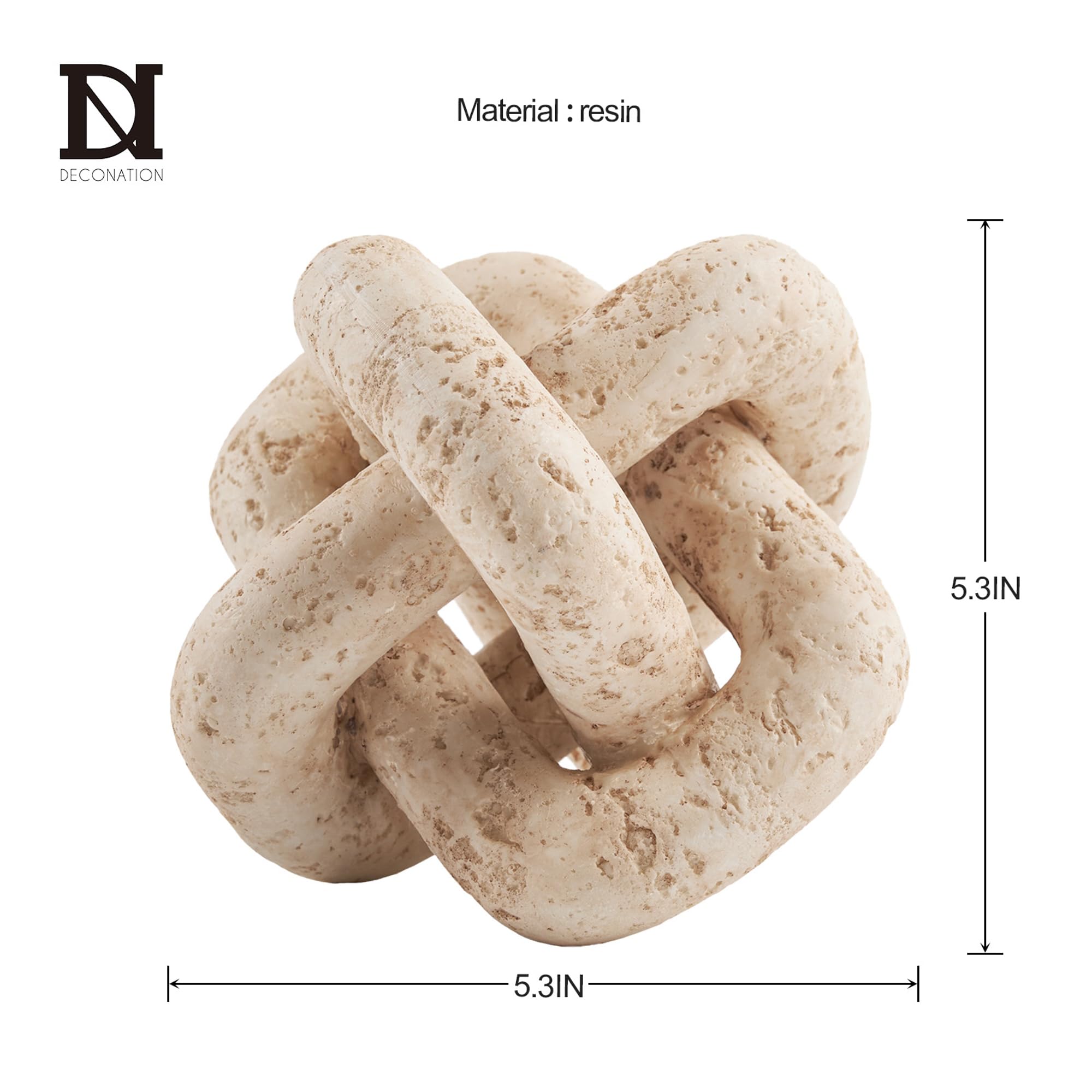 DN DECONATION 3-link knot decor beige travertine as dining centerpiece, subtle elegance