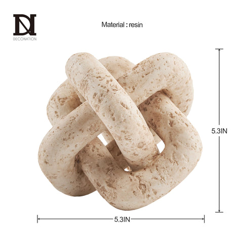 DN DECONATION 3-link knot decor beige travertine as dining centerpiece, subtle elegance