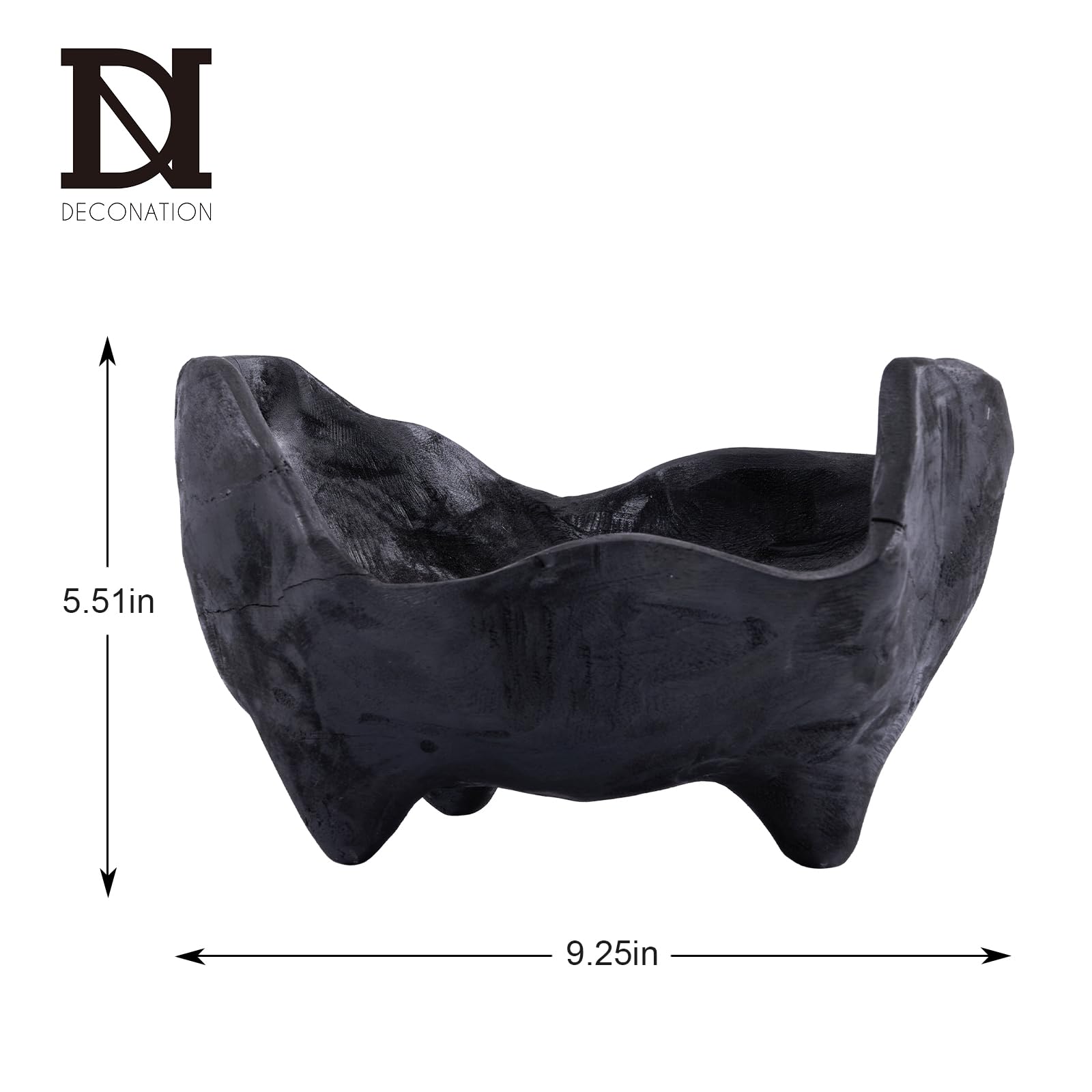 DN DECONATION bowl on three feet keeps surfaces safe and adds rustic charm.