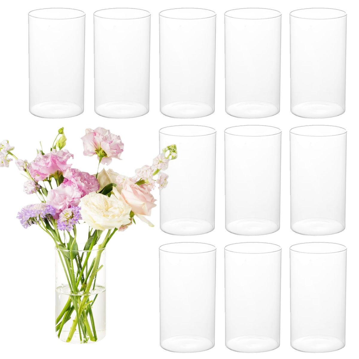 DNANAOL 12pc cylinder vases for centerpieces enhances elegant dining decor