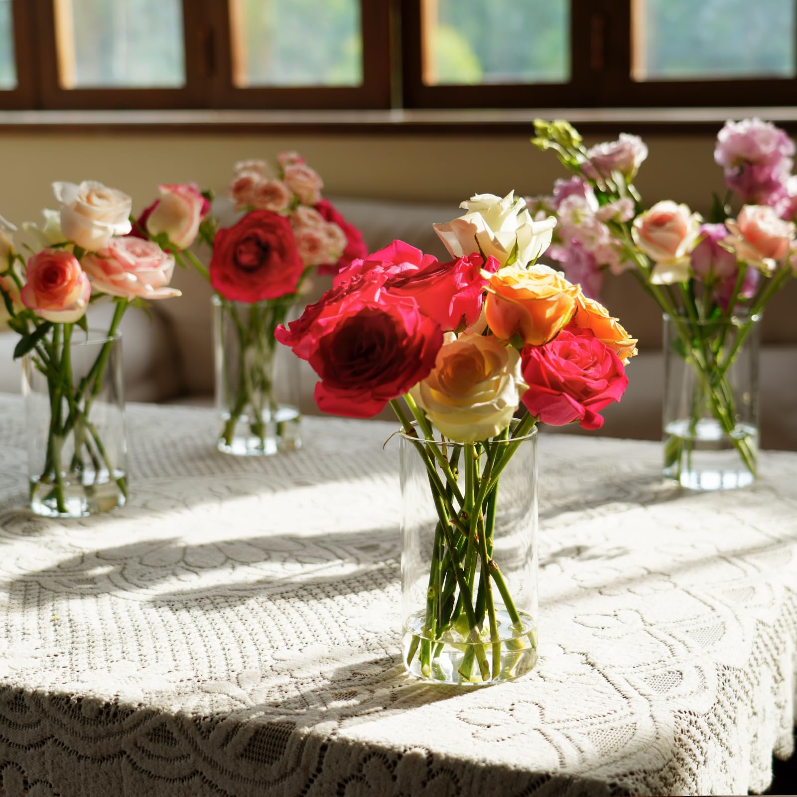 DNANAOL sturdy bottom glass vases keep centerpieces steady