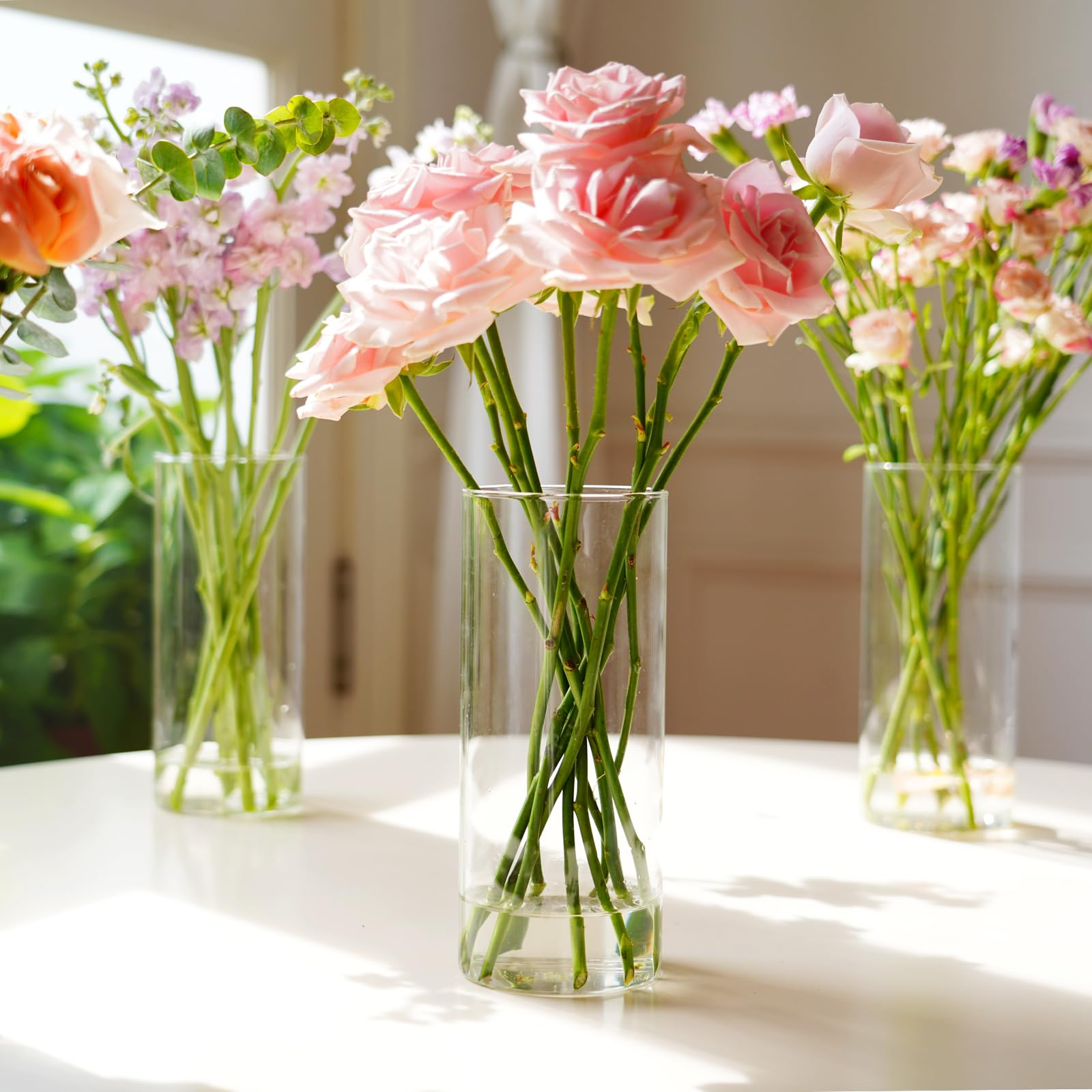DNANAOL floating candle vase with warm glow and clear glass