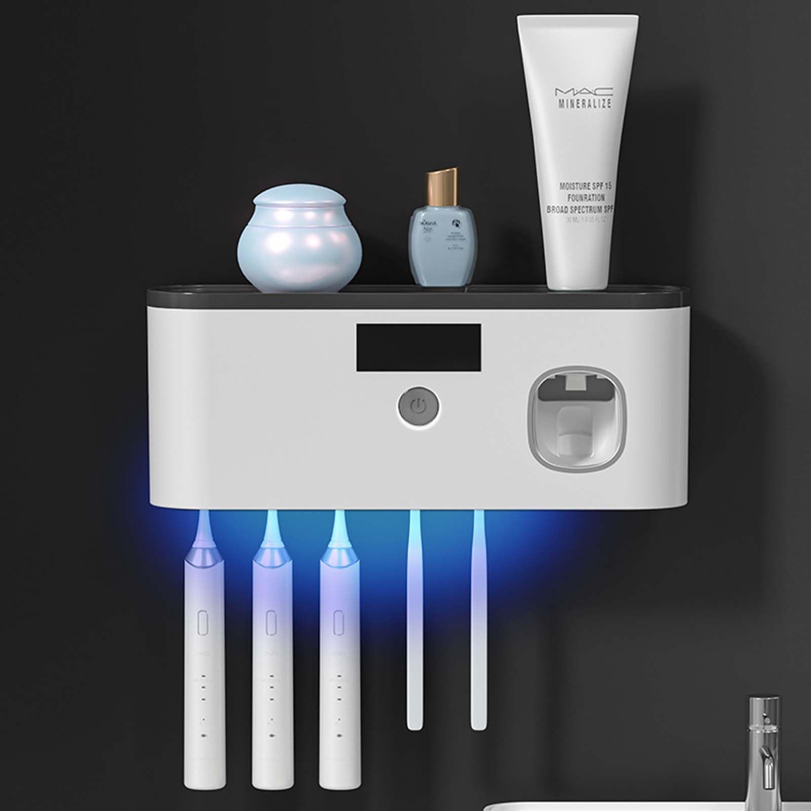 DNEXIMG wall-mounted toothbrush holder with five slots for multiple family members.