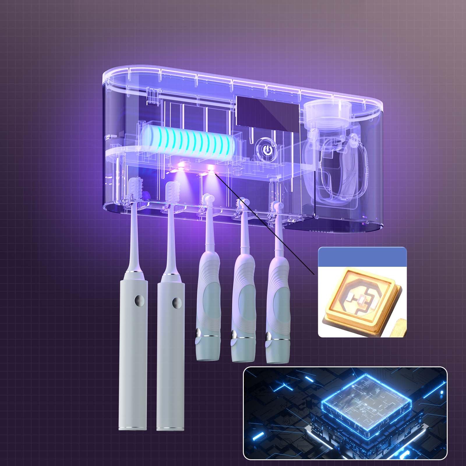 DNEXIMG built-in sanitizer feature keeps toothbrushes organized and clean.