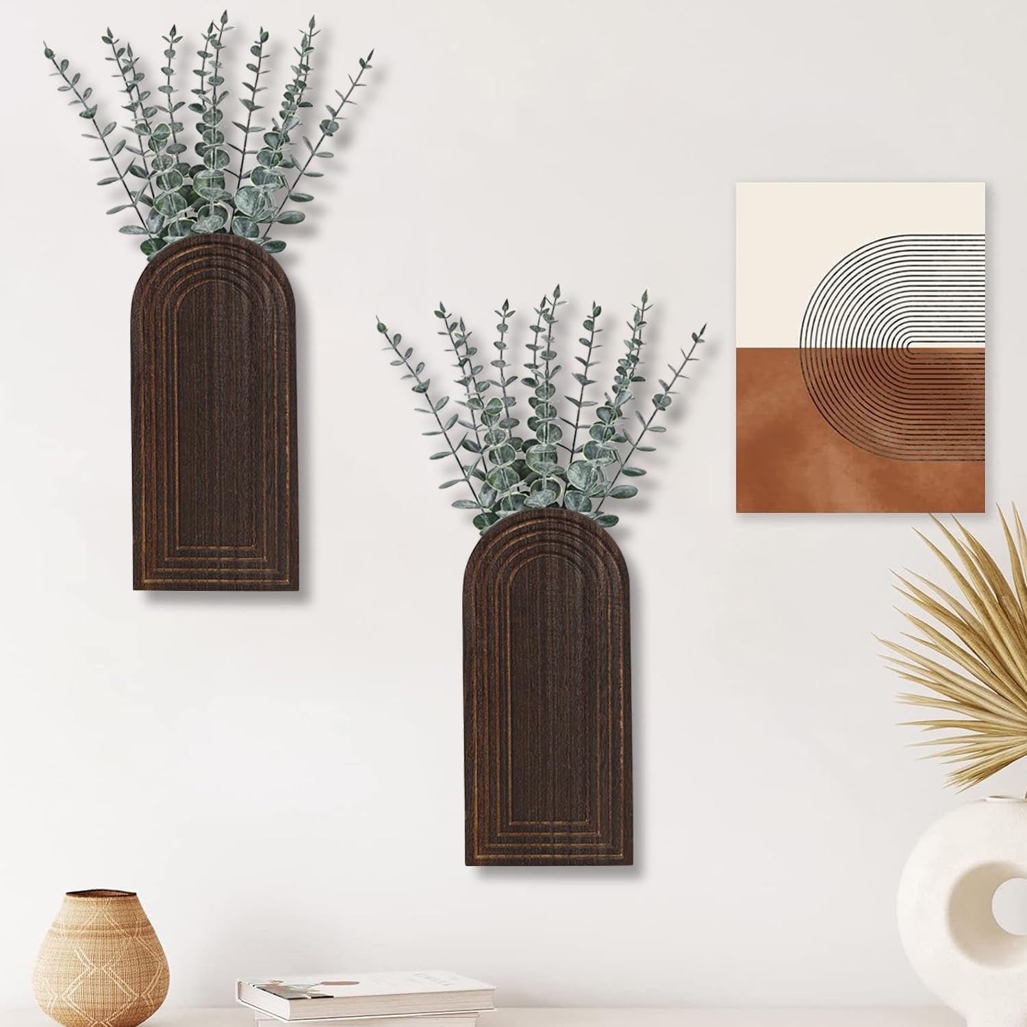 Dnnnii wooden wall vase set entryway decor enhances first impressions