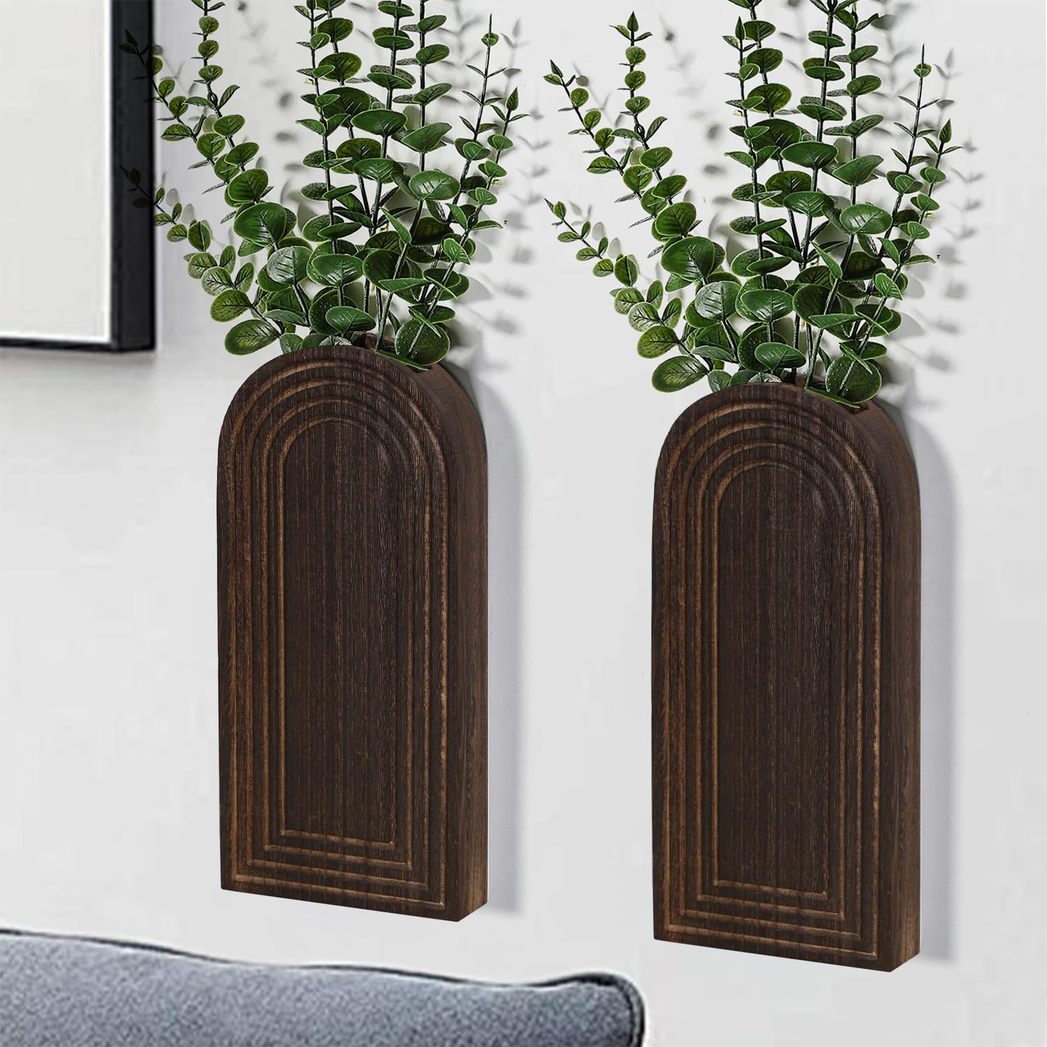 Dnnnii wooden wall vase set front view adds contemporary style to any wall