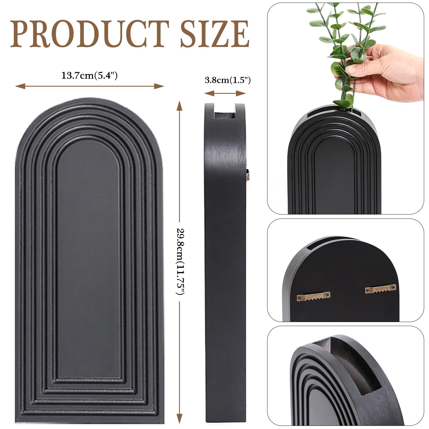 Dnnnii 2-pack wooden wall vase set with plants in dining room setup