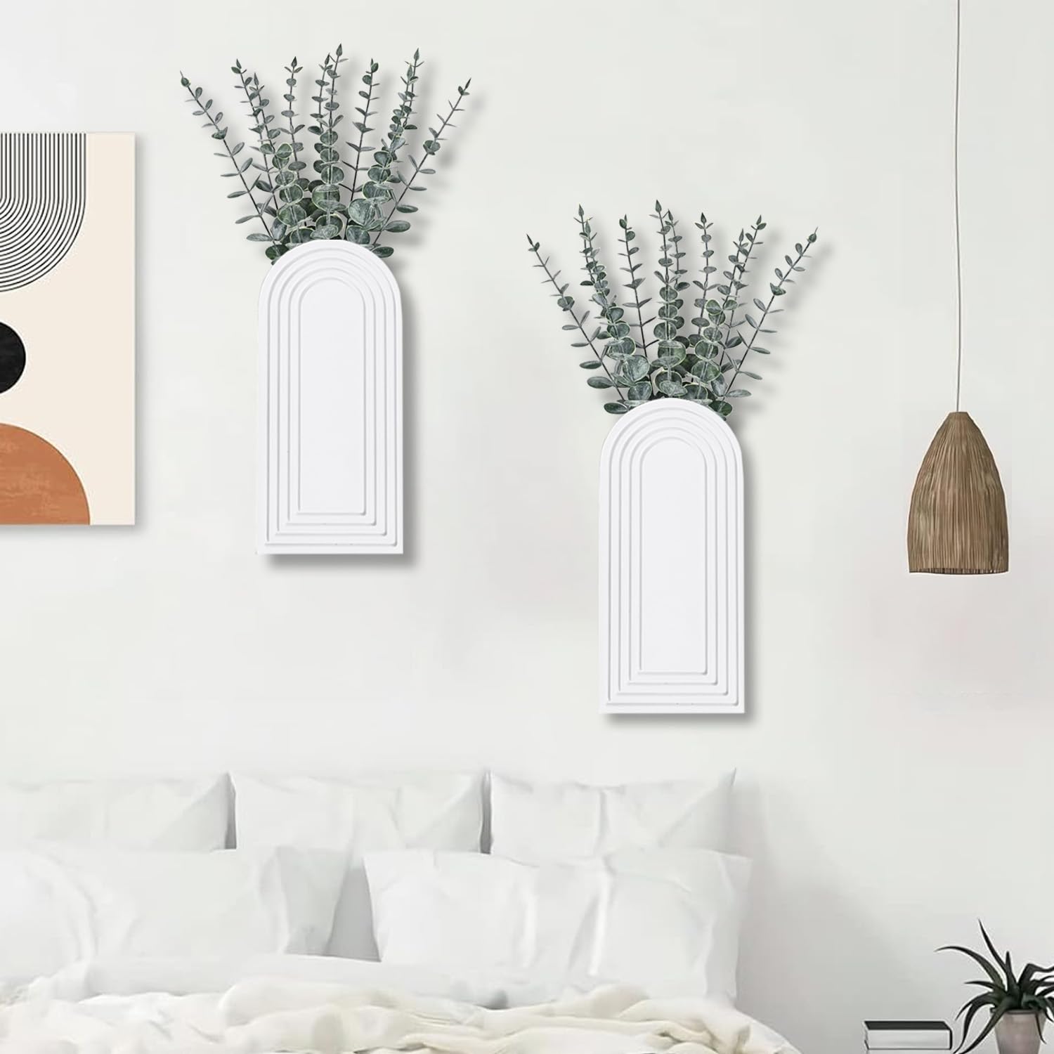 Dnnnii wooden wall vases in white suit dining or living room decor