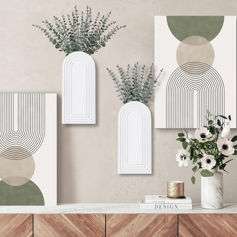 Dnnnii wall vase duo with white finish for hallway display and greenery