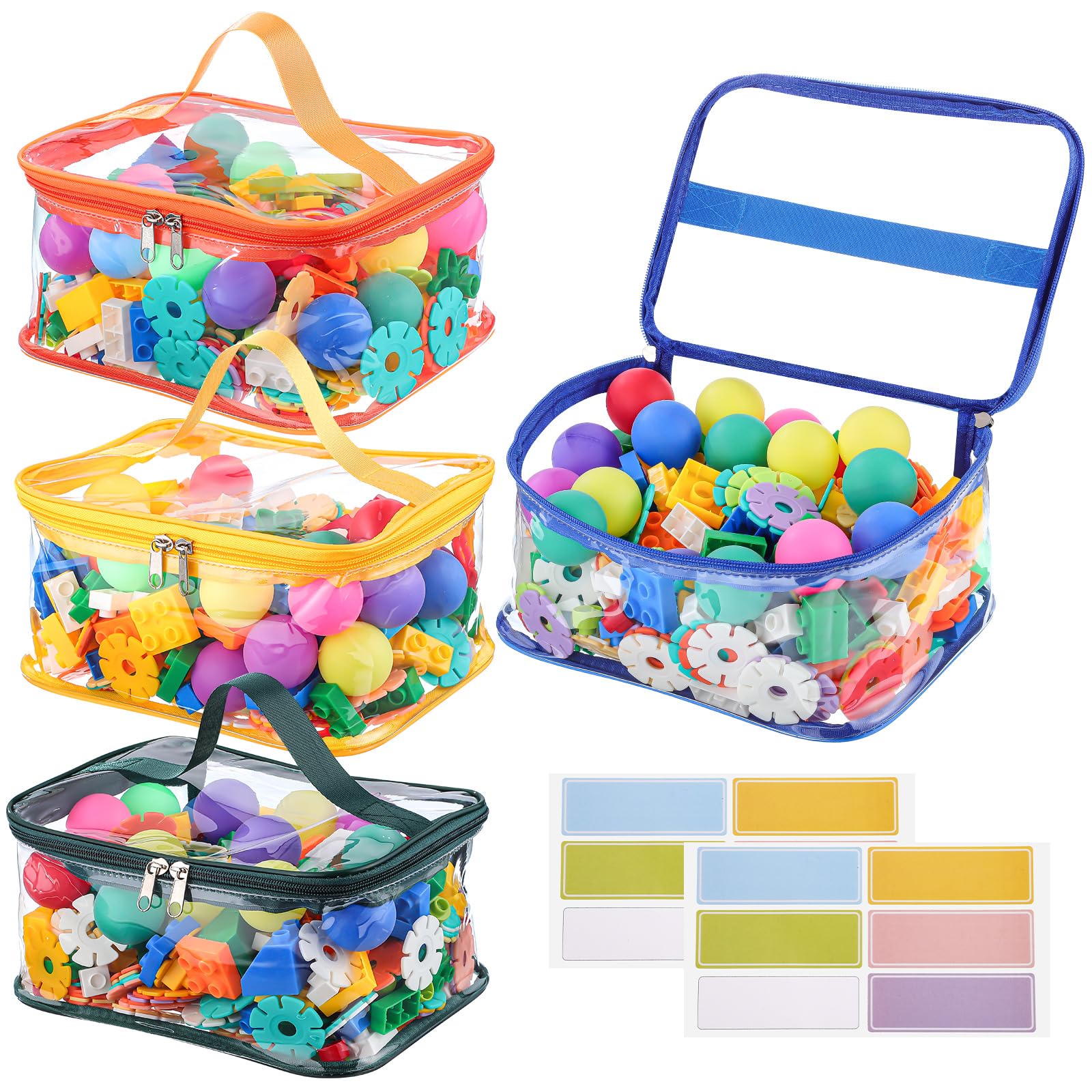 Dntorx 4-pack clear toy storage bags with transparent view for quick toy selection