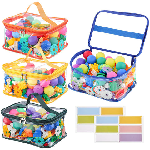 Dntorx 4-pack clear toy storage bags with transparent view for quick toy selection
