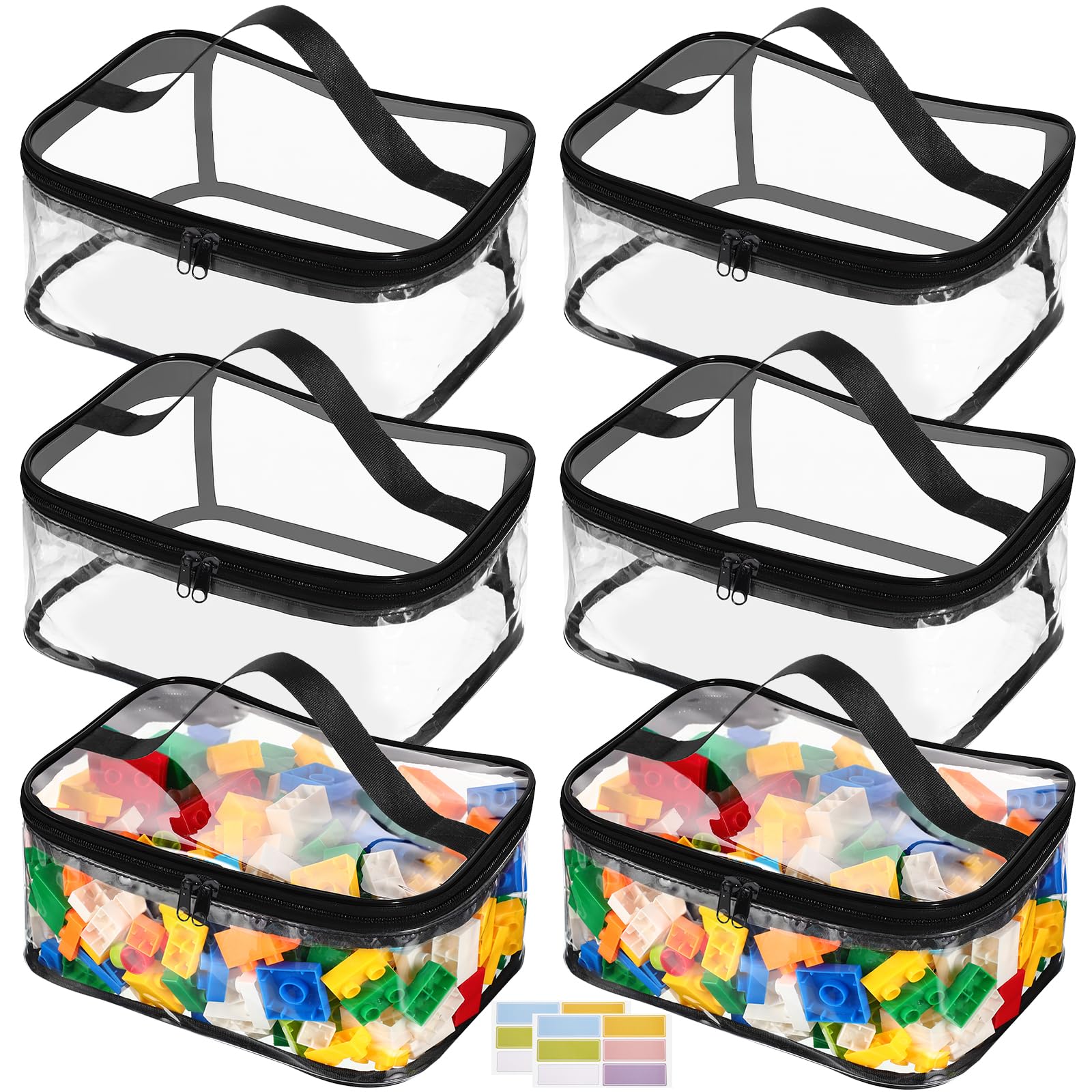 Dntorx clear toy storage bag with zip for quick contents view.