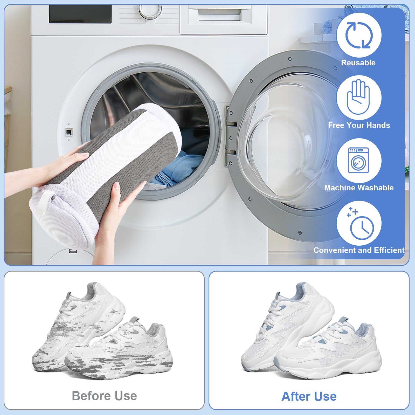 Dntorx easy-use bag ready for hands-free cleaning with sneakers