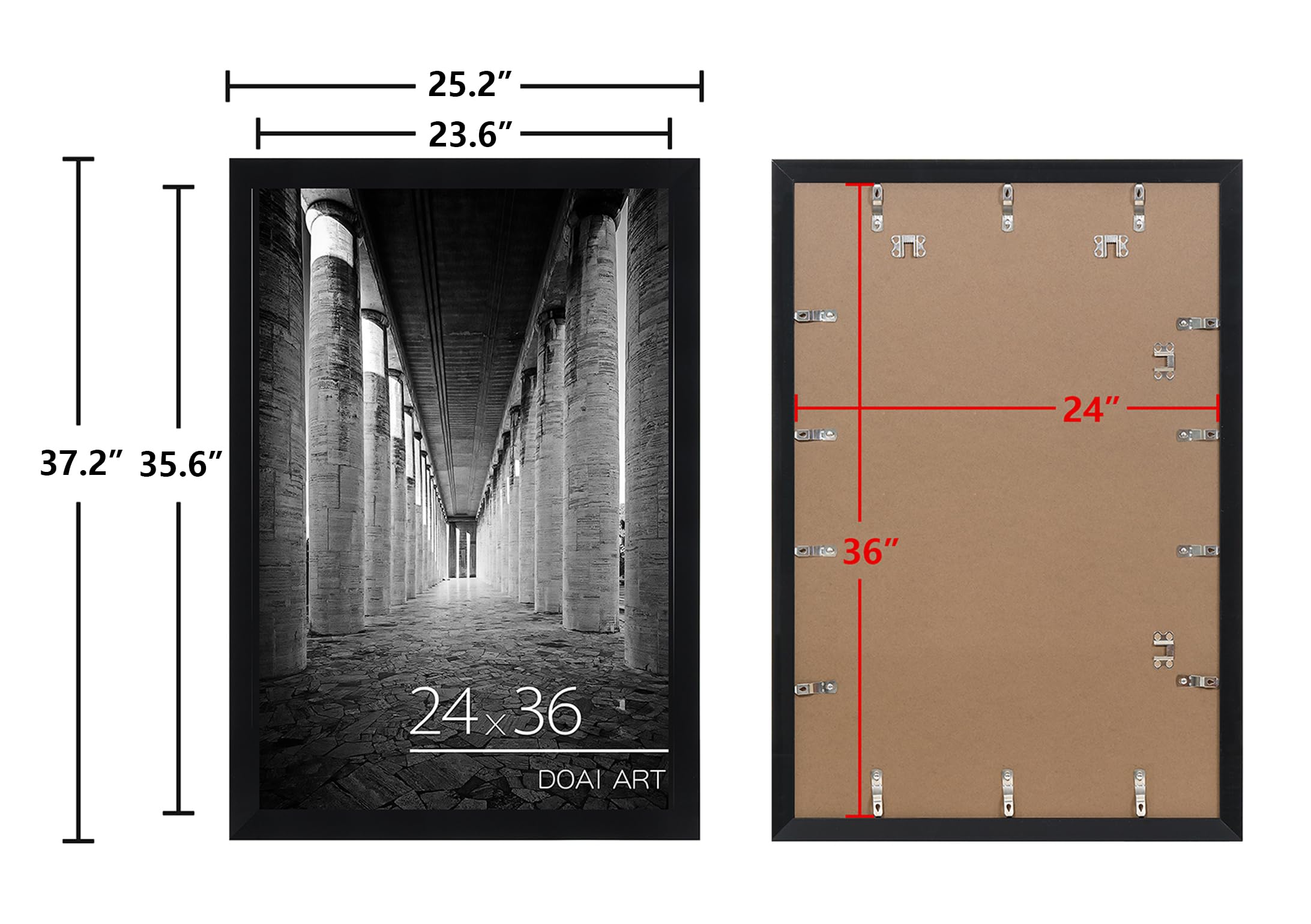 DOAI ART 24x36 poster frame black sawtooth hangers enable secure mounting