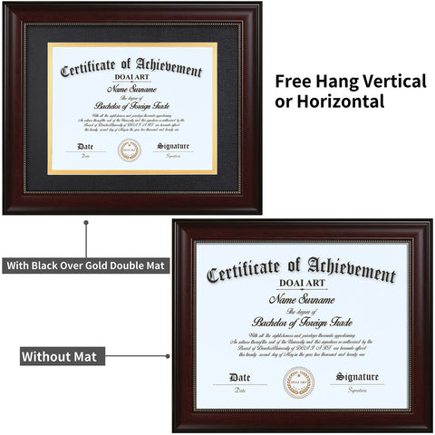 DOAI ART 11x14 frame without mat for larger certificates, clean border and focus.