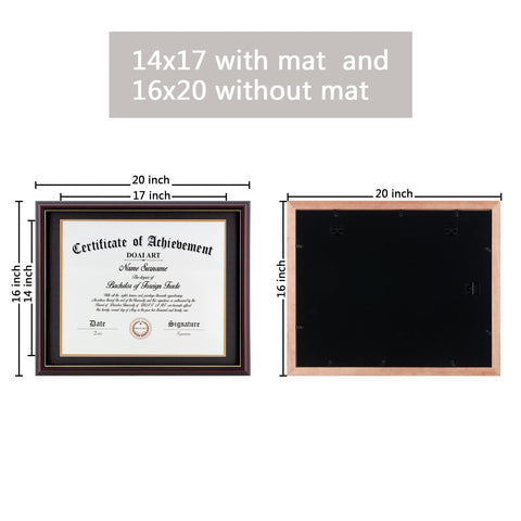 DOAI ART diploma frame supports 14x17 diplomas and 16x20 posters.
