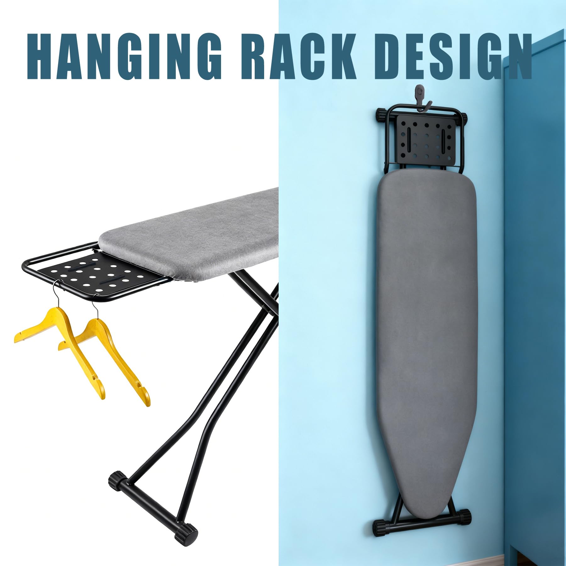 Doardire adjustable-height design with locking buckle for comfortable ironing posture.
