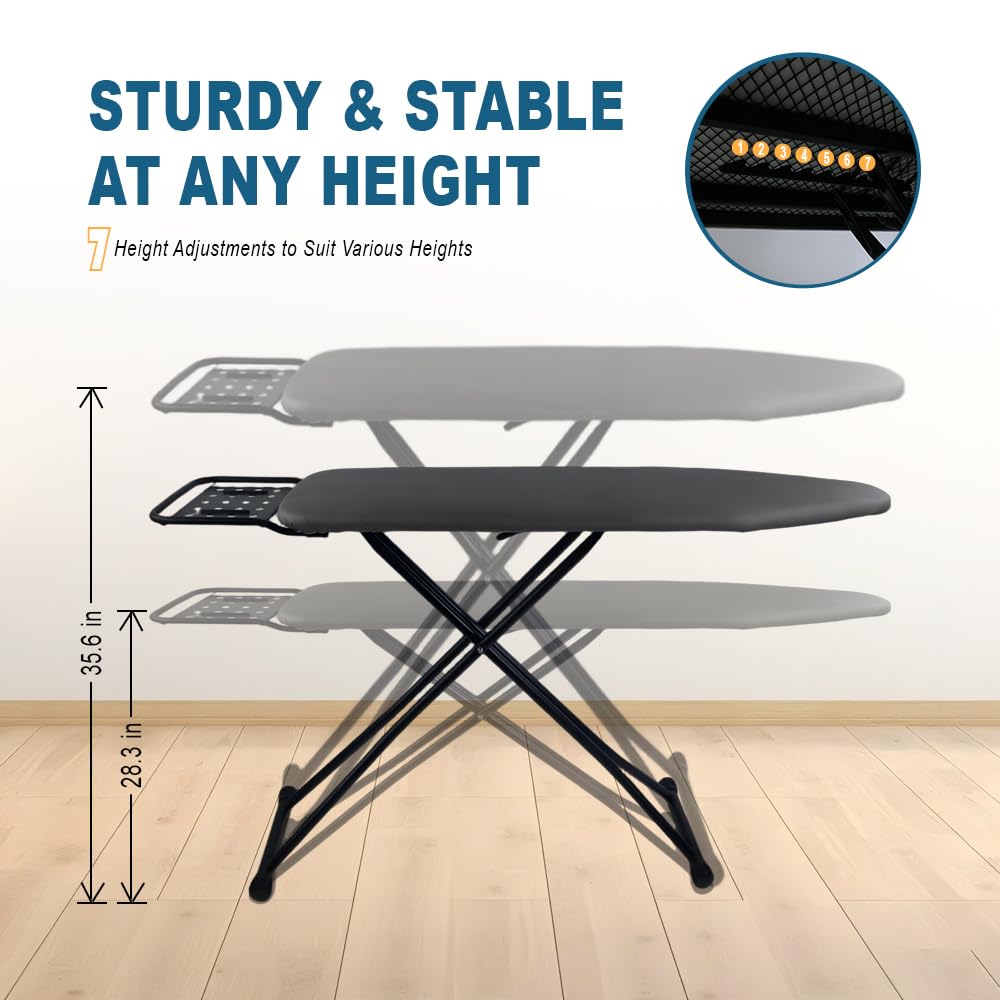 Doardire heat-resistant cover with three layers protects fabrics during ironing.