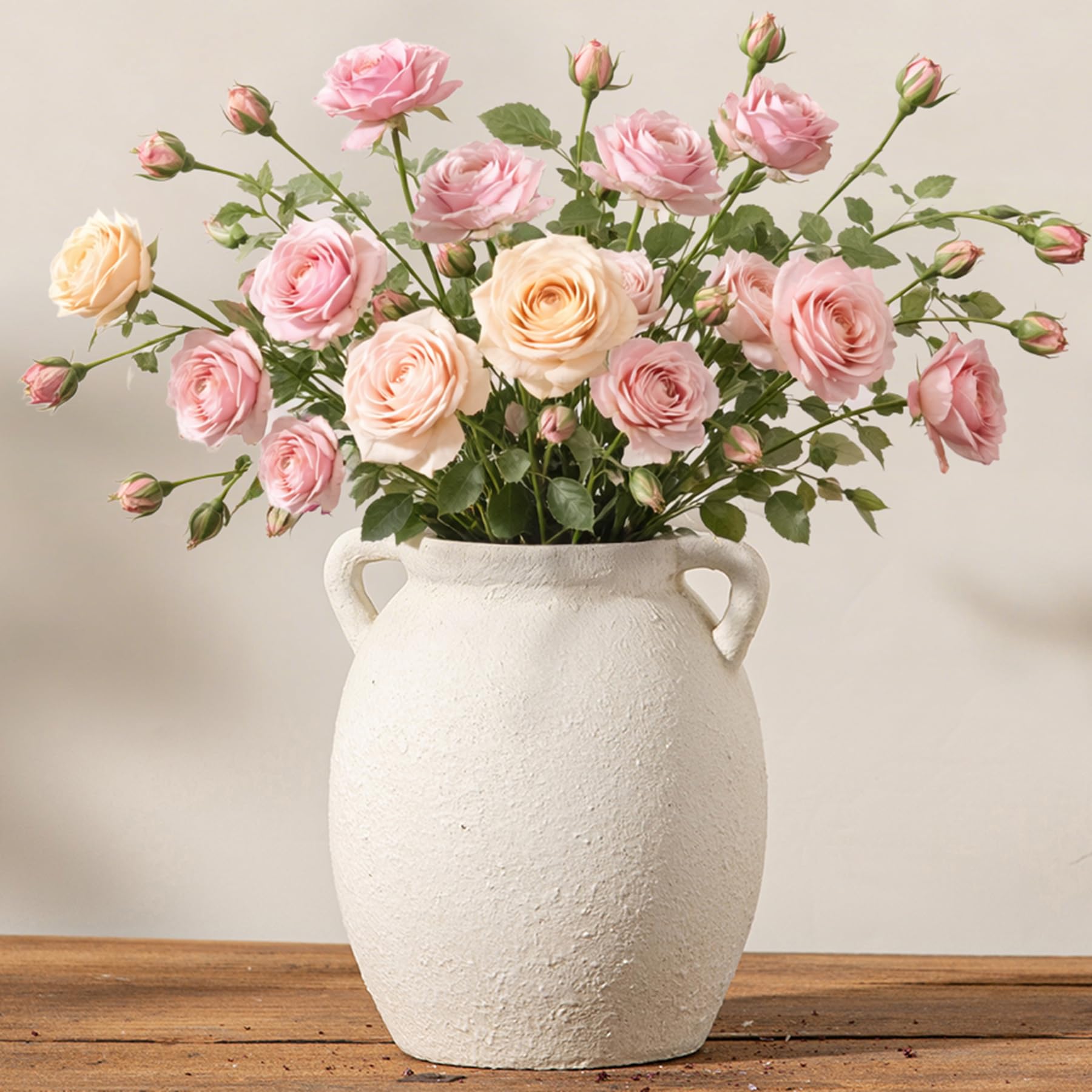 Dobbyby ceramic vase 7.6-inch white upgrade, ideal centerpiece for blooms.