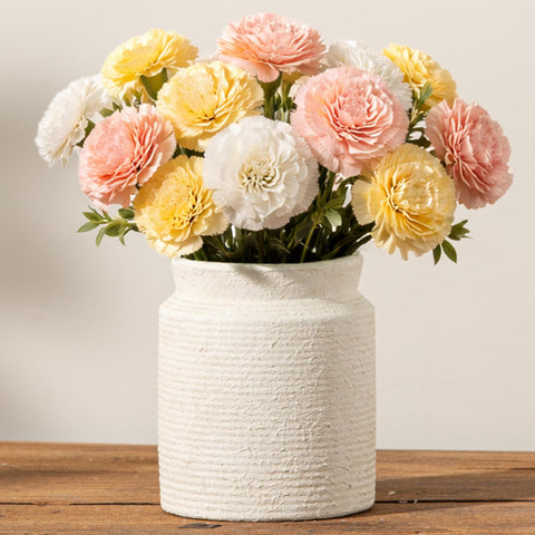 Dobbyby ceramic flower vase with ribbed texture adds rustic table decor.