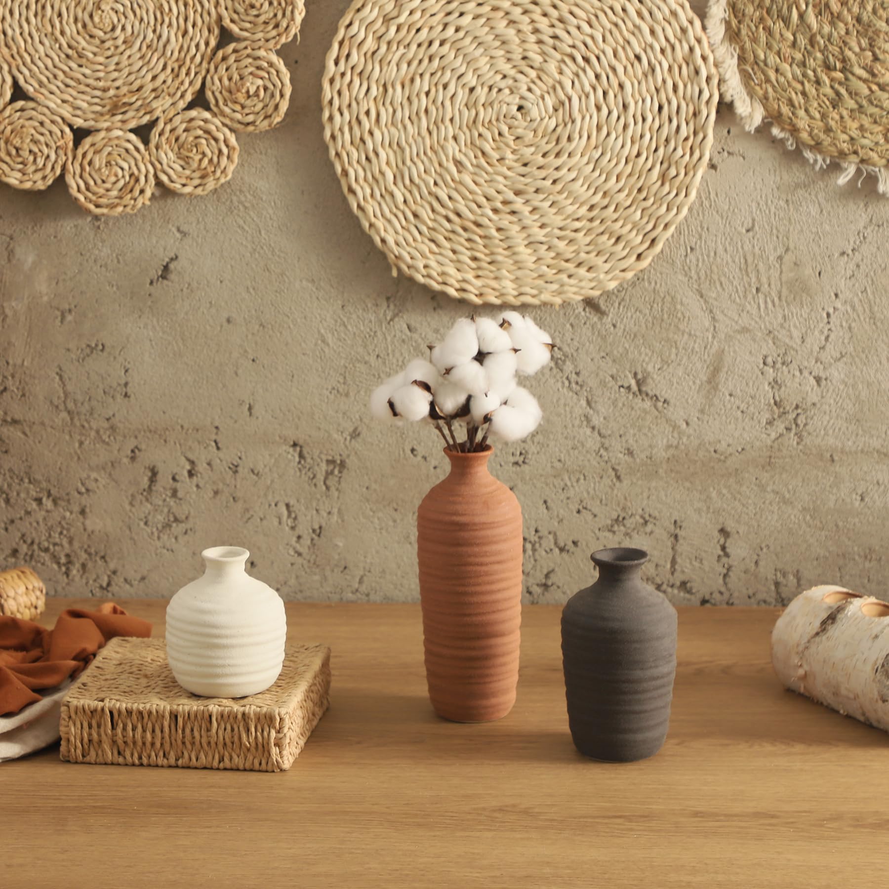 Dobbyby ceramic vase set on dining table with blooms