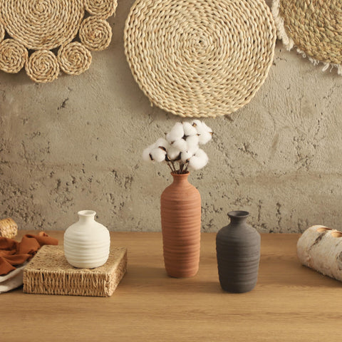 Dobbyby ceramic vase set on dining table with blooms
