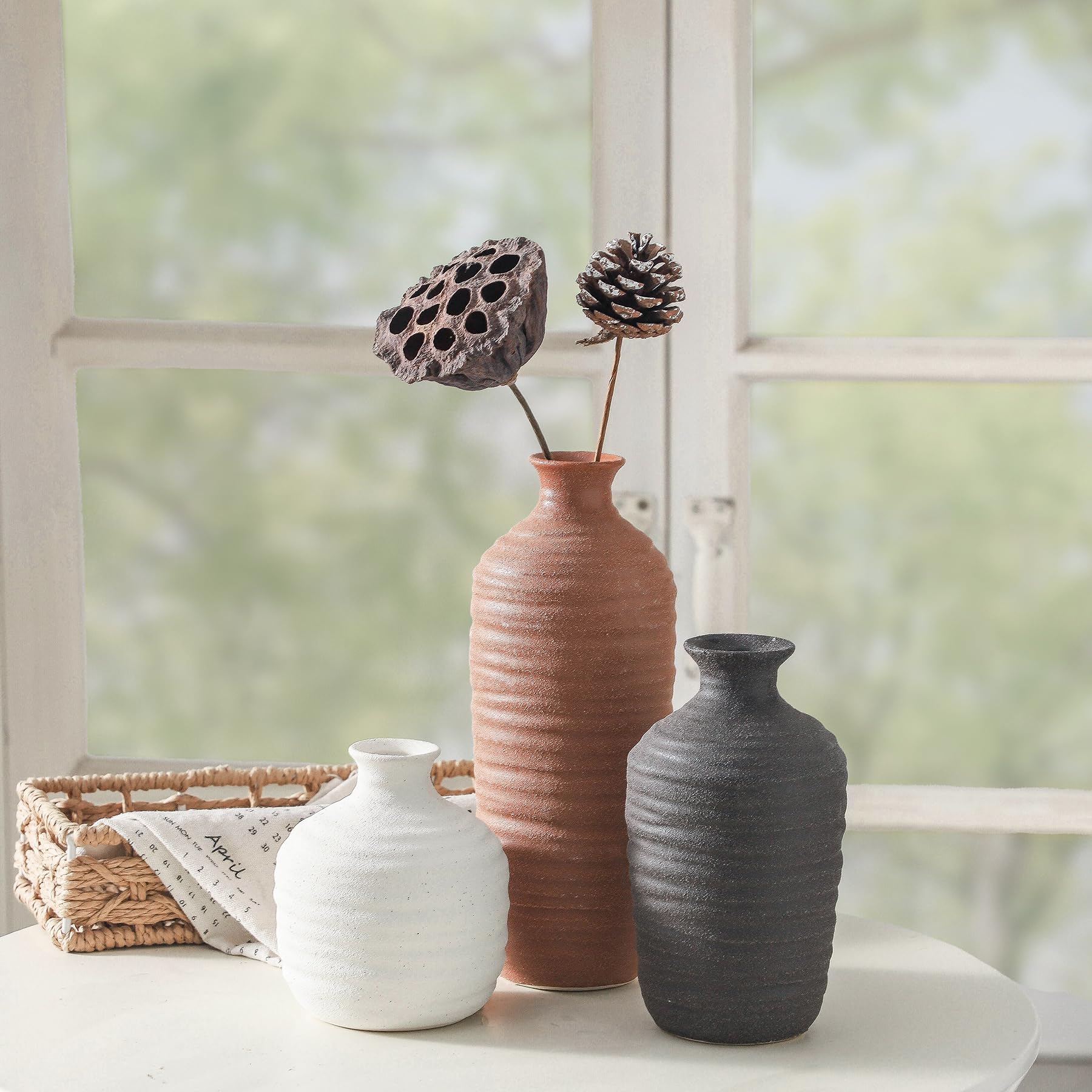 Dobbyby ceramic vase set pampas grass display for rustic vibe