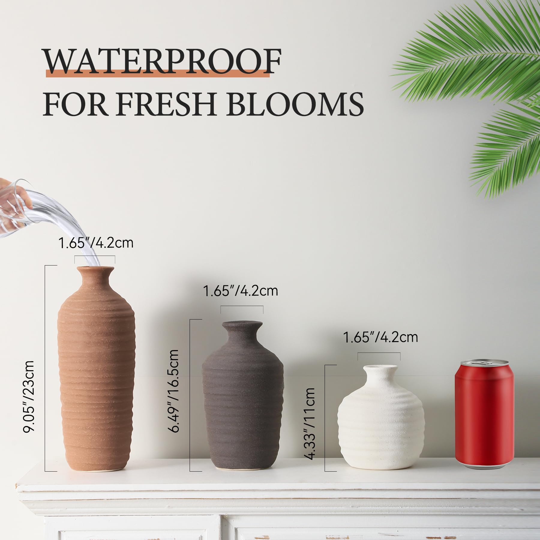 Dobbyby ceramic vase set short for compact shelf display