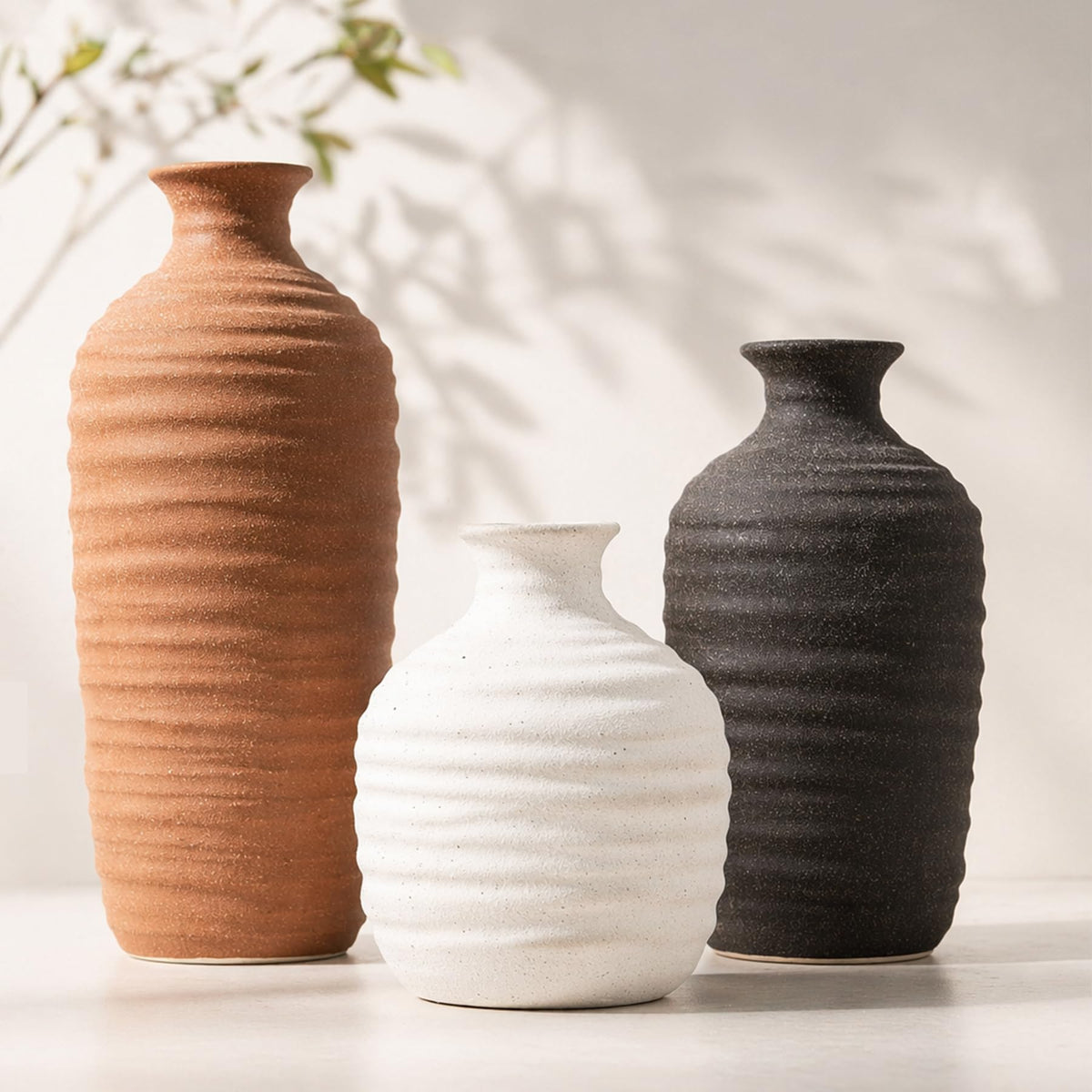 Dobbyby ceramic vase set tall for elevated arrangements