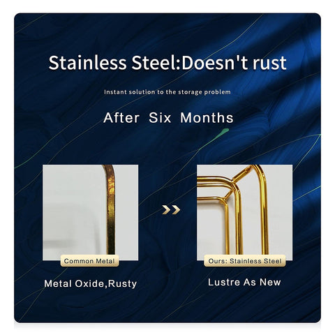 Dobbyby gold-tone details elevate decor and improve item visibility.