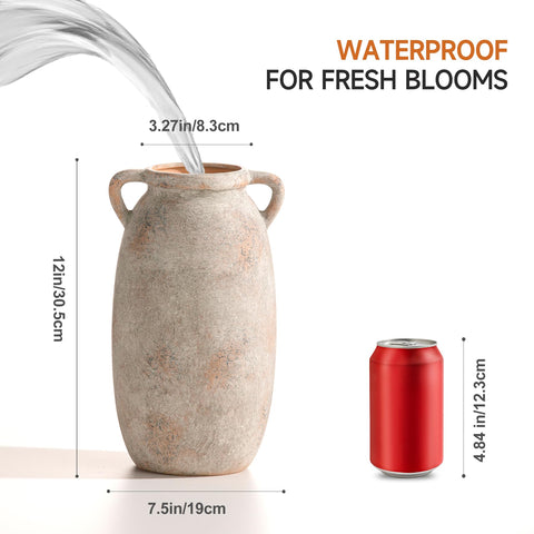 Dobbyby terracotta finish vase adds rustic charm to living spaces.