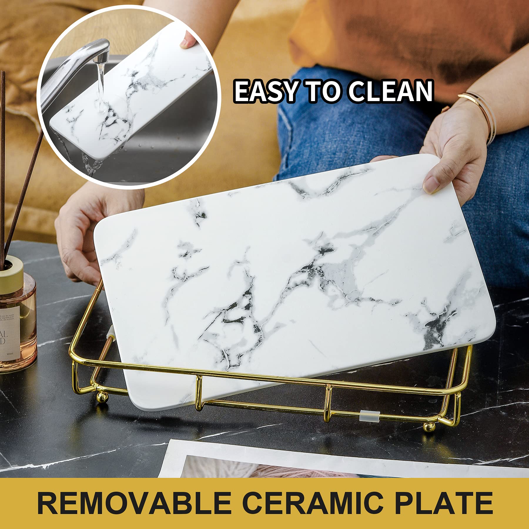 Dobbyby tray fits multiple rooms for bathroom, bedroom, or kitchen.