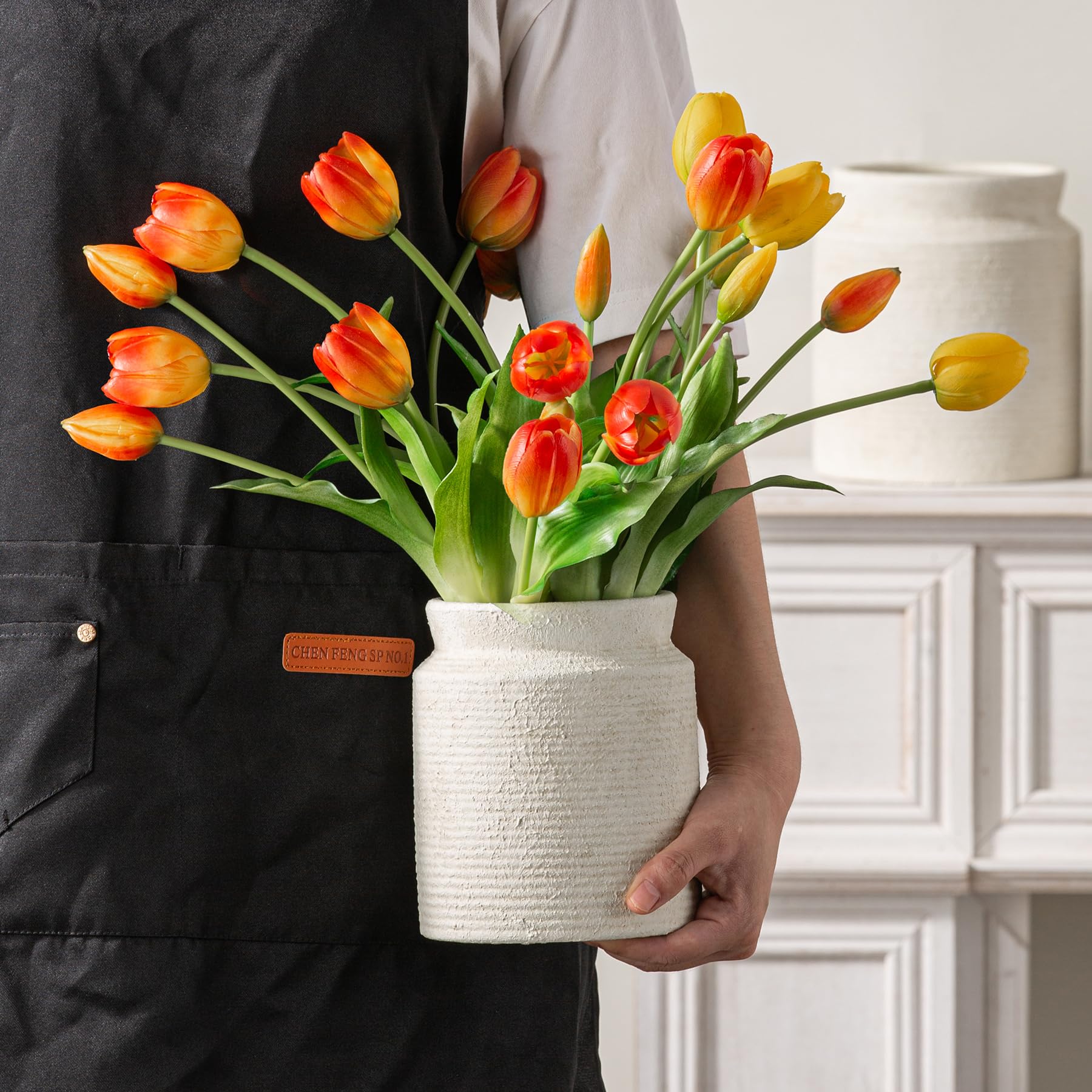 Dobbyby vase on shelf or mantel complements modern or rustic spaces.