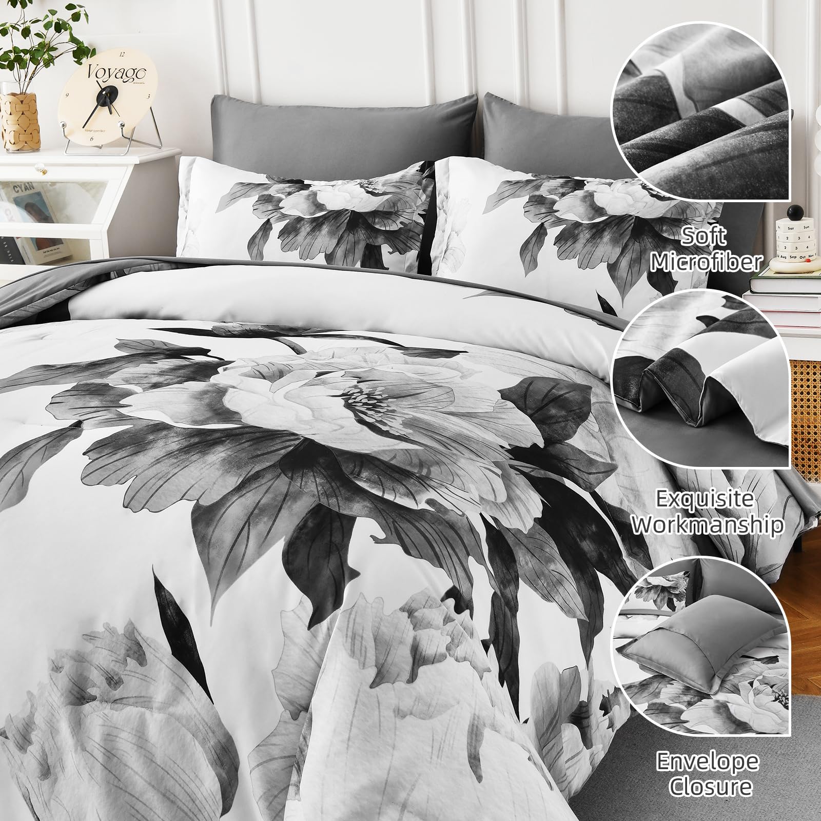Dobuyly Grey Queen Comforter Set flat sheet for a soft, cozy sleeping surface.